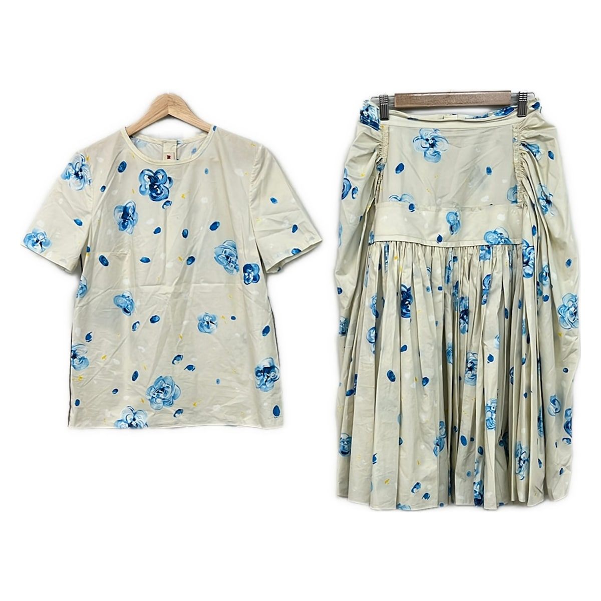 MARNI(マルニ) スカートセットアップ レディース - アイボリー×ライトブルー×マルチ 花柄