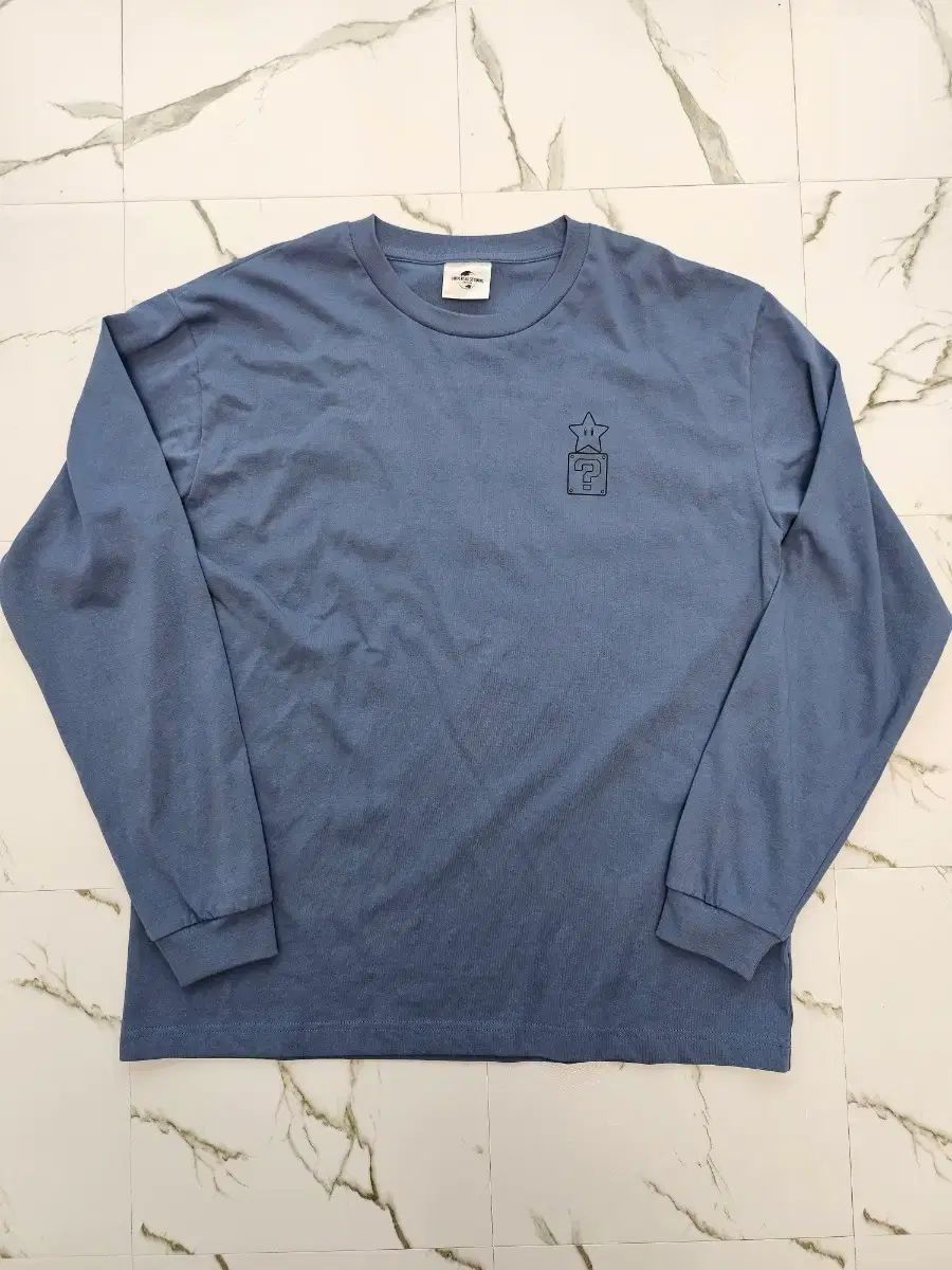 スーパーマリオ ハテナブロック 長袖Tシャツ ブルー