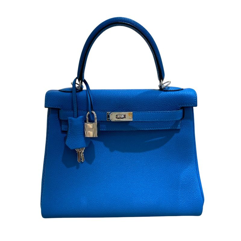 エルメス HERMES ケリー25 C刻 ブルーザンジバル シルバー金具 トゴ レディース ショルダーバッグ