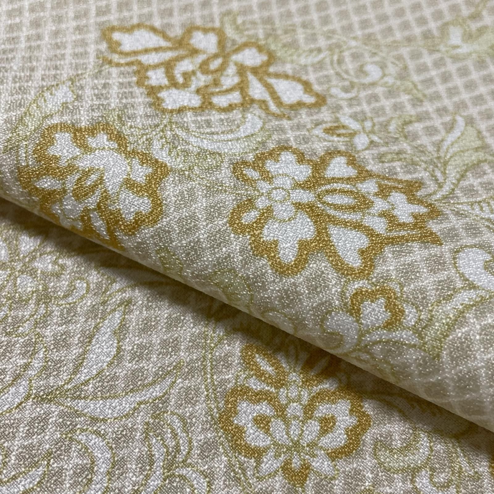 小紋 裄68 トールサイズ 花輪の美しい染め 着物 化繊 X-3552
