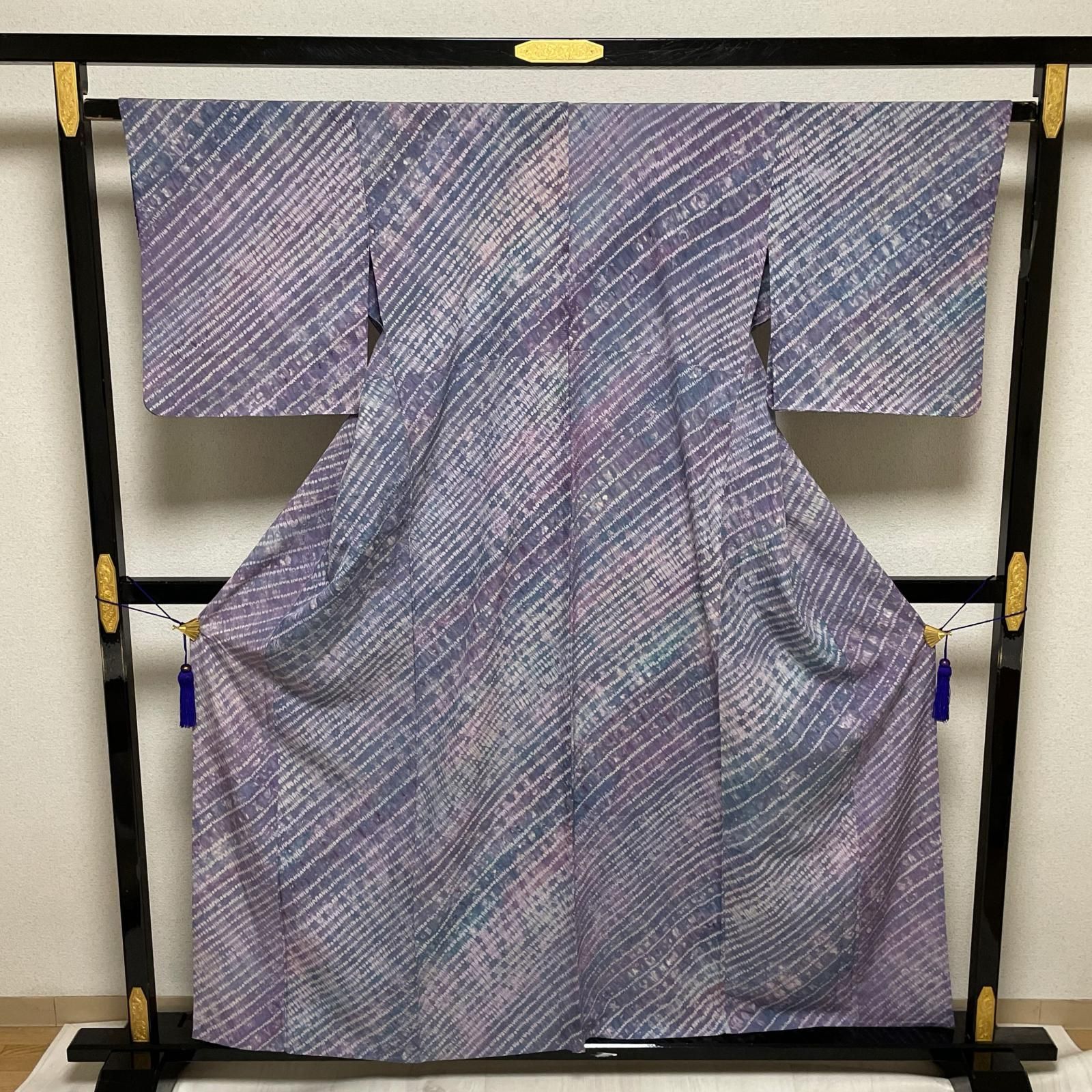 夏着物 絽織 色味の良い お洒落な染め 着物 正絹 X-3580