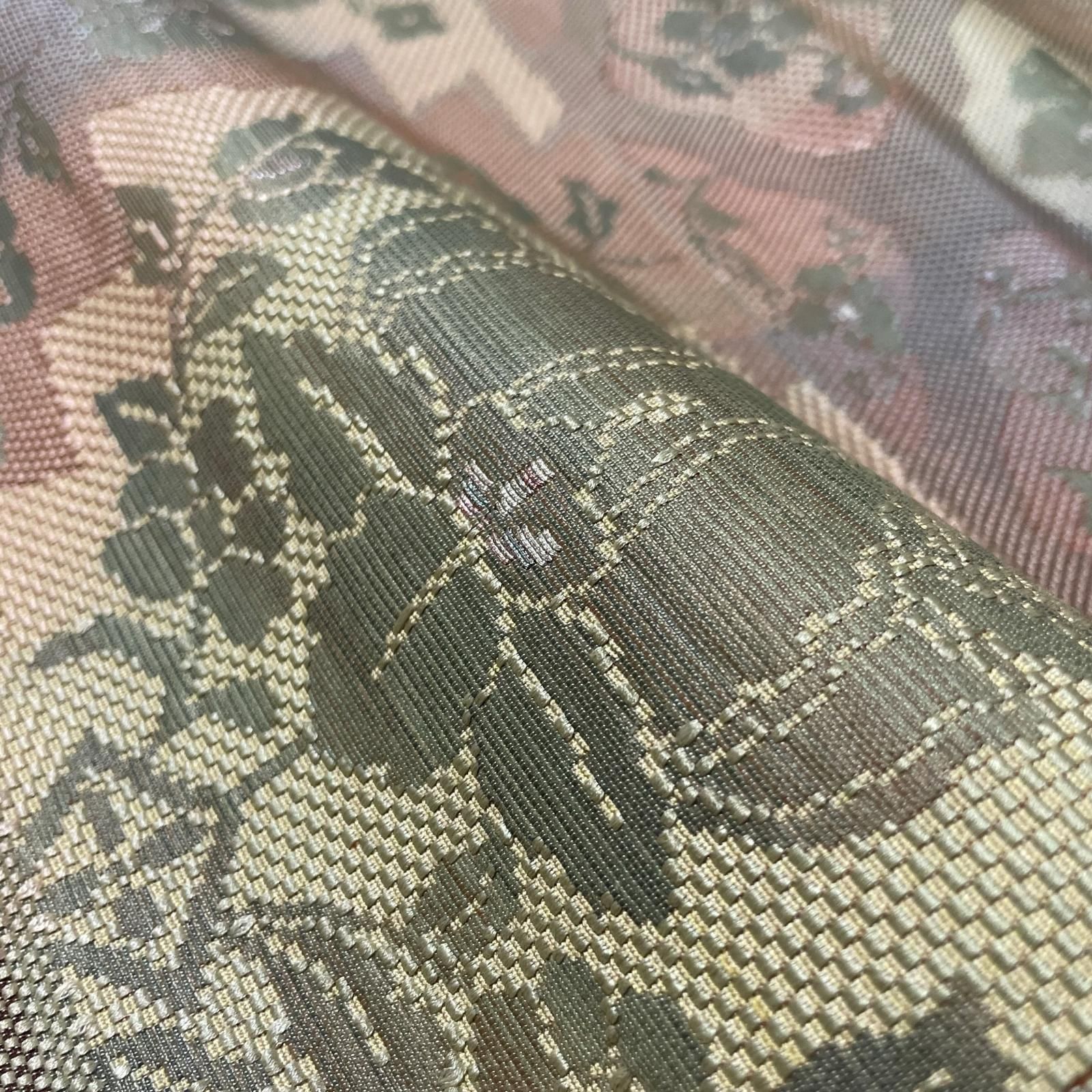 本場筑前博多織 名古屋帯 花模様 八寸 正絹 着物 X-3595