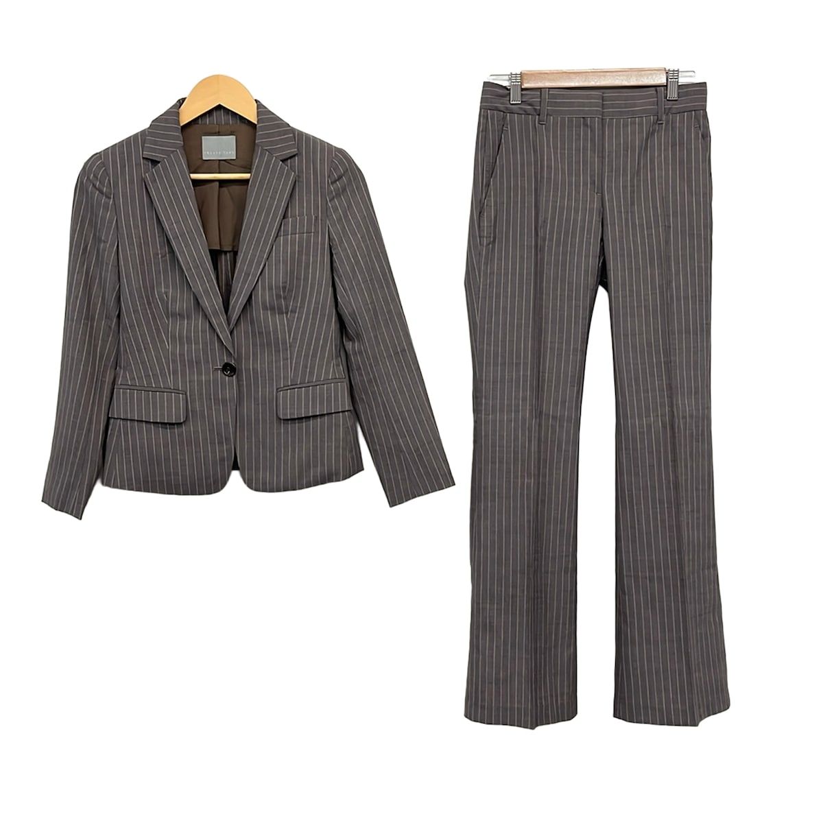 theory luxe(セオリーリュクス) レディースパンツスーツ レディース - ダークグレー×グレー ストライプ