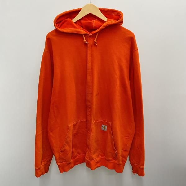 【中古】Carhartt FR フーデッドジップパーカー サイズL オレンジ 汚れあり[91]