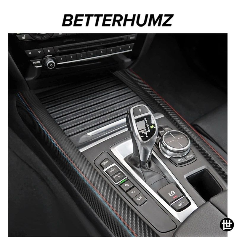 BMW X5 F15 X6 F16 2014-2018用 カーボンセンターコンソールシフトパネルサイドトリムストリップステッカー 車内アクセサリー