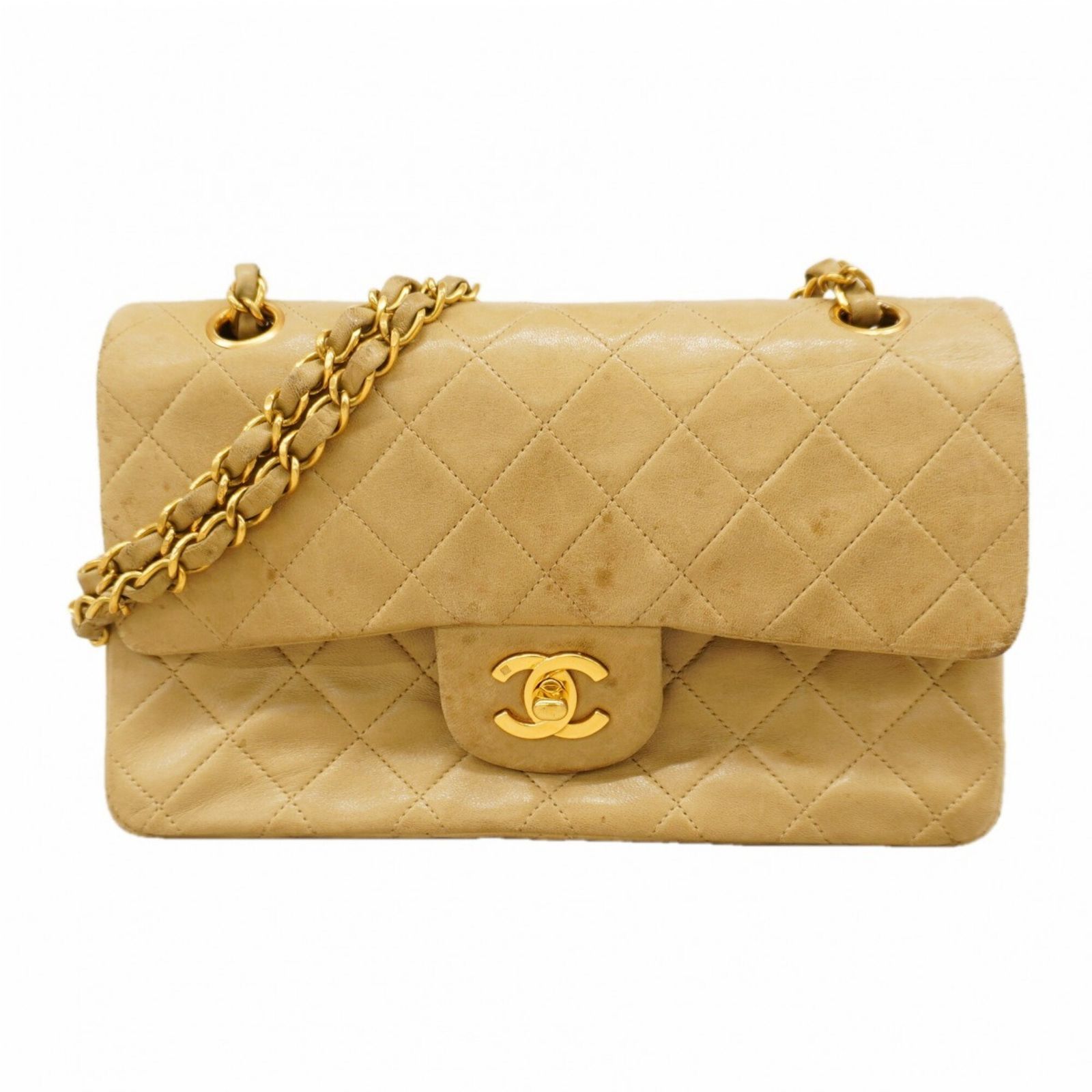 シャネル(Chanel) シャネル ショルダーバッグ マトラッセ Wフラップ Wチェーン ラムスキン ベージュ レディース P2956940