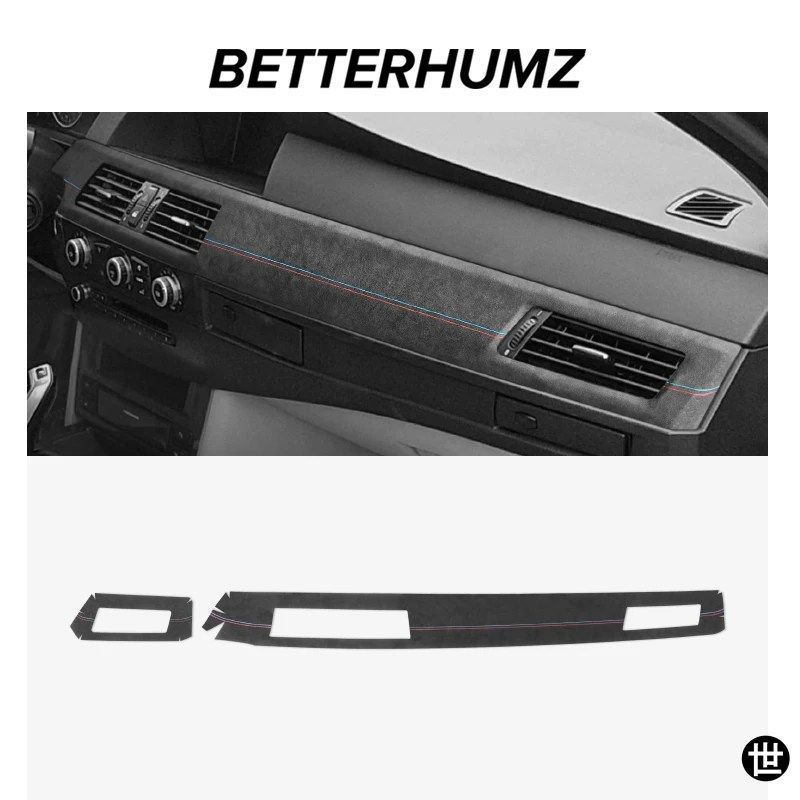 BMW E60 5シリーズ 2004-2010用 アルカンターラ製ダッシュボードパネル計器トリムパフォーマンスステッカー車内アクセサリー