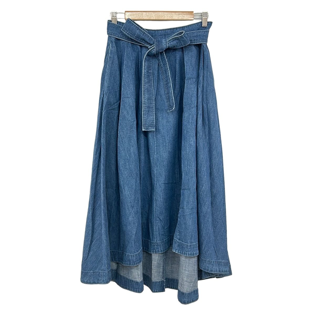 ADORE(アドーア) ロングスカート サイズ38 M レディース美品 - ブルー デニム/プリーツ