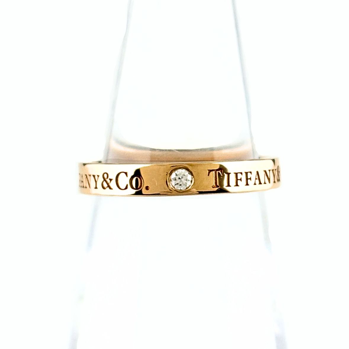 ティファニー TIFFANY&Co. フラットバンド リング PG ピンクゴールド 指輪 メレダイヤ 3Pダイヤ リング 7号 750 ダイヤモンド レディース 【中古】
