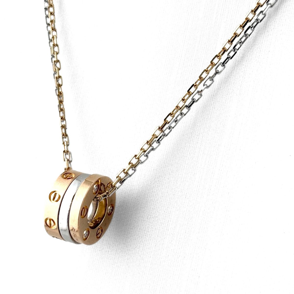 カルティエ CARTIER ラブ スリーフープ 6Pダイヤ ネックレス YG イエローゴールド PG ピンクゴールド WG ホワイトゴールド ペンダント メレダイヤ ネックレス 750 ダイヤモンド レディース 【中古】