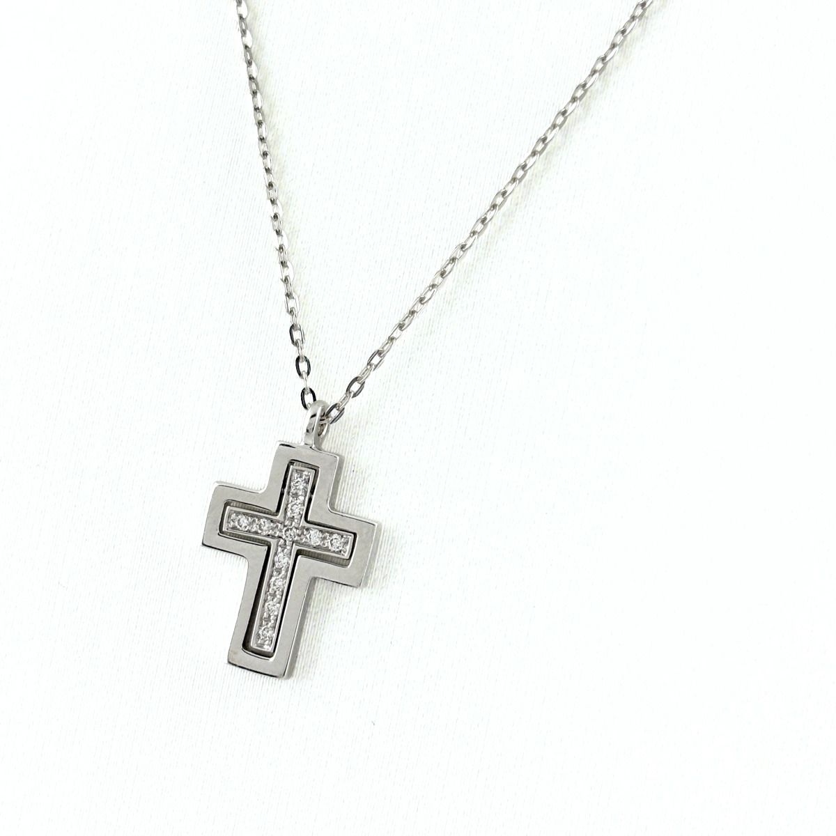 ダミアーニ Damiani ベルエポックミニクロスネックレス メレダイヤ ペンダント ネックレス 750 ダイヤモンド レディース 【中古】