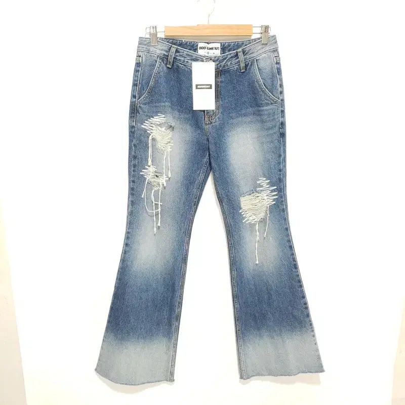 オッドワンアウト ブーツカット ブリーチド スクラッチ デニムパンツ ブルー M_M2892