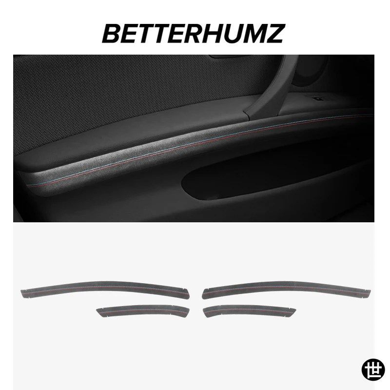 BMW E90シリーズ3 2004-2011用 アルカンターラ製 車内ドアパネルトリムストリップ パフォーマンスステッカー 4個セット