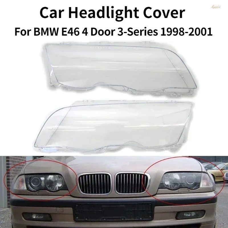 1個/1ペア 車用ヘッドライトカバー BMW E46 4ドア 3シリーズ 1998-2001 ランプシェル ヘッドランプレンズカバー