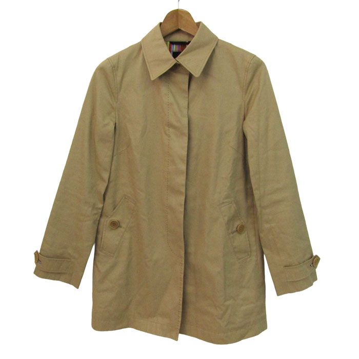 ポールスミス ブラック ステンカラーコート アウター レディース 40サイズ ベージュ Paul Smith BLACK 【中古】