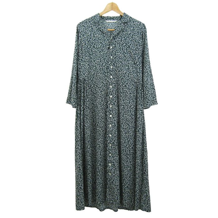 グランマ ママ ドーター シャツワンピース トップス 長袖 総リーフ柄 レディース 1サイズ グリーン GRANDMA MAMA DAUGHTER