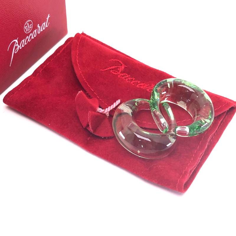 【美品・箱・保管袋付き】Baccarat バカラ／イヤーカフ イヤリング／クリスタルグラス／ライトグリーン／BC640