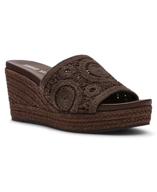 アンクライン レディース シューズ サンダル Anne Klein Womens Effy Espadrille Wedge Sandals Brown Crochet ブラウン