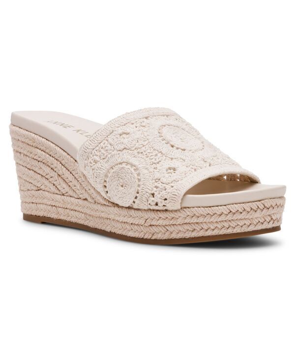 アンクライン レディース シューズ サンダル Anne Klein Womens Effy Espadrille Wedge Sandals Cream Crochet クリーム