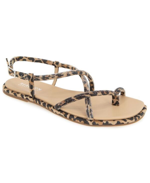 ケネスコール レディース シューズ サンダル Kenneth Cole Reaction Womens Waltz Strappy Square Toe Flat Sandals Leopard アニ