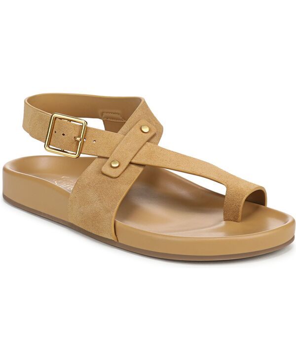 フランコサルト レディース シューズ サンダル Franco Sarto Blair Toe Loop Round Toe Buckle Flat Sandals Biscotti Brown Fau