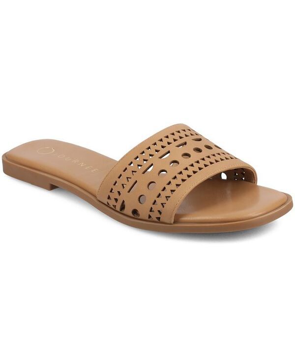 ジュルネ コレクション レディース シューズ サンダル Journee Collection Womens Brodie SlipOn Flat Sandals Tan タン