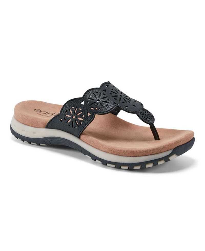 アース レディース シューズ サンダル Earth Womens Sadie TStrap Flat Sandals Black ブラック