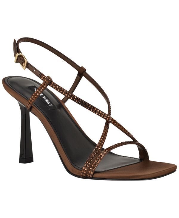 ナインウェスト レディース シューズ サンダル Nine West Womens Vallanh Embellished Strappy Stiletto Sandals Brown Rhinesto