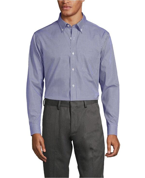 ランズエンド メンズ トップス シャツ ボタンダウン コットン ダウン Lands End Mens Tailored Fit No Iron Pattern Supima Cotton Pinpoi