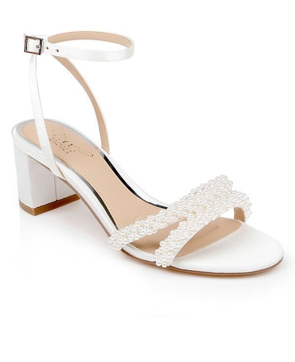 ジュウェルダグレイミシュカ レディース シューズ サンダル ヒール Jewel Badgley Mischka Womens Ninnette Block Heel Sandals Ivory Sat