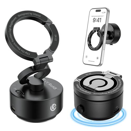 Ulanzi SK-22 スマホスタンド MagSafe対応 両面マグネット 電動式 吸盤スマホホルダー マウント 360度回転 ガラスに吸着 取り付け簡単 耐荷重500g 卓上/キッチン/車用 折りたたみ式 持ち運び便利 携?スマホホルダー iPhonets
