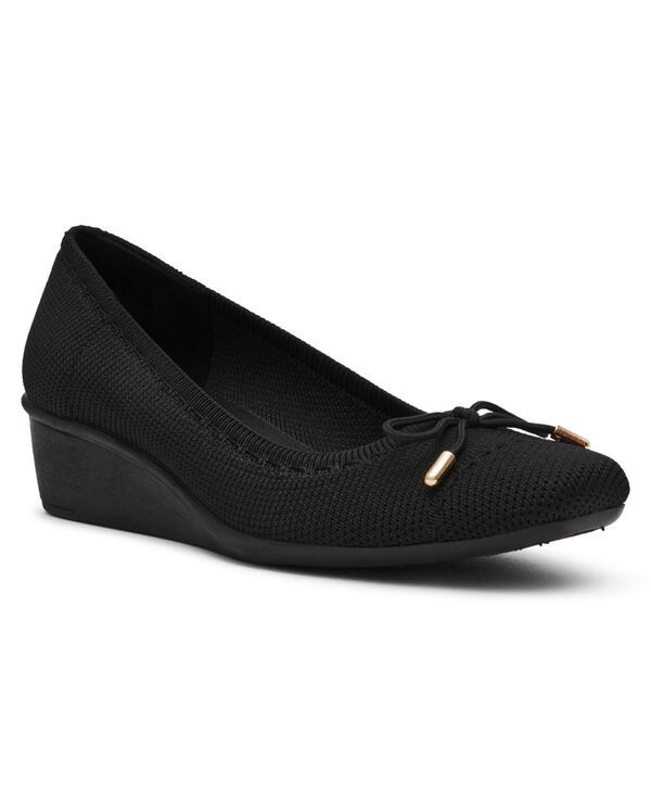 アンクライン レディース シューズ パンプス キャップ Anne Klein Womens Wesson Cap Toe Wedge Pumps BlackBlack ブラック