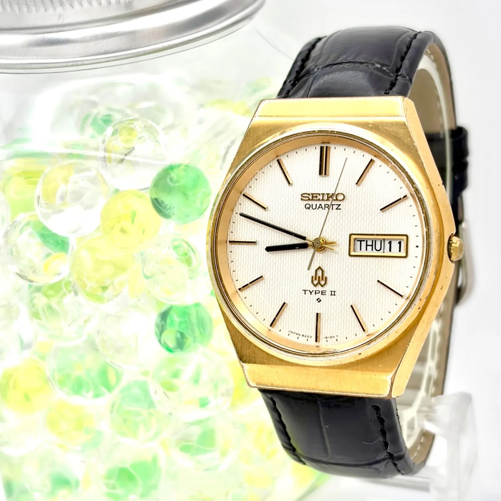 【新品電池】SEIKO セイコー TYPEⅡ タイプ2 メンズ 腕時計 ゴールド デイデイト 8223-8090 369170 新品ベルト 刻印あり