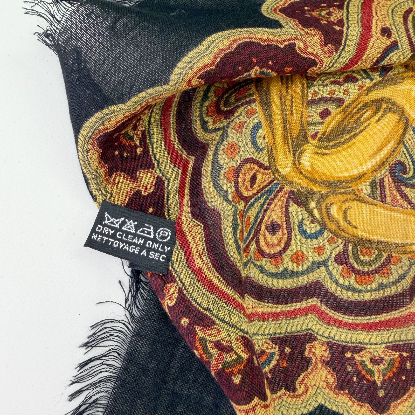 中古】CHANEL シャネル チェーン ペイズリー柄 大判 ストール カシミヤ