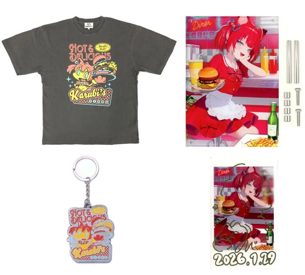 【中古】グッズセット 赤見かるび 誕生日セット2026(Tシャツ：XLサイズ) 「バーチャルYouTuber 赤見かるび 誕生日記念グッズ2026」