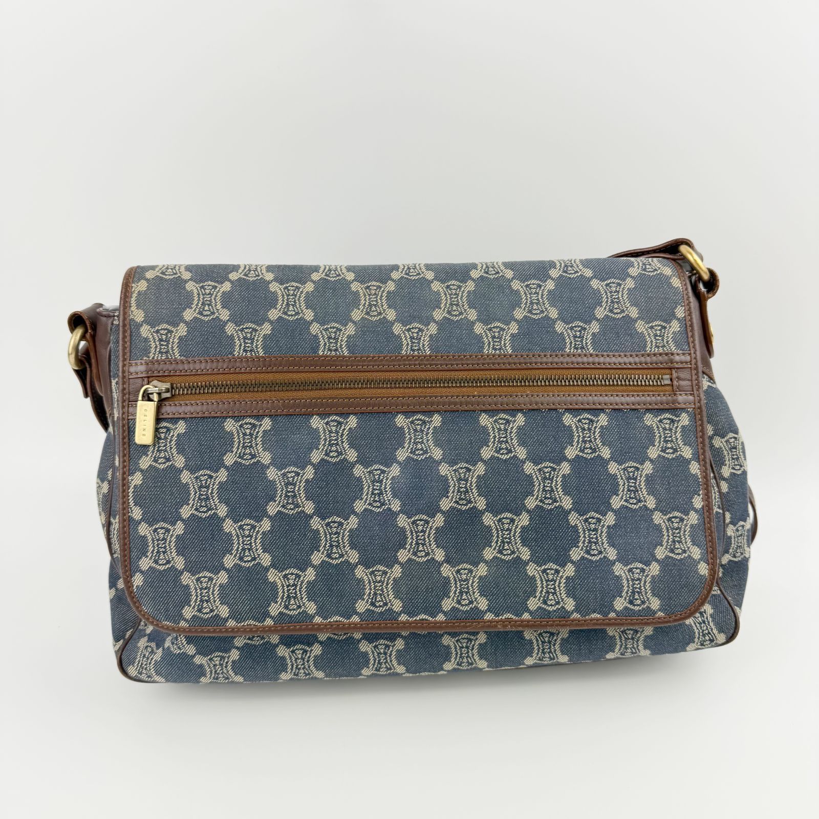 中古】CELINE セリーヌ デニム マカダム柄 ショルダーバッグ ポーチ
