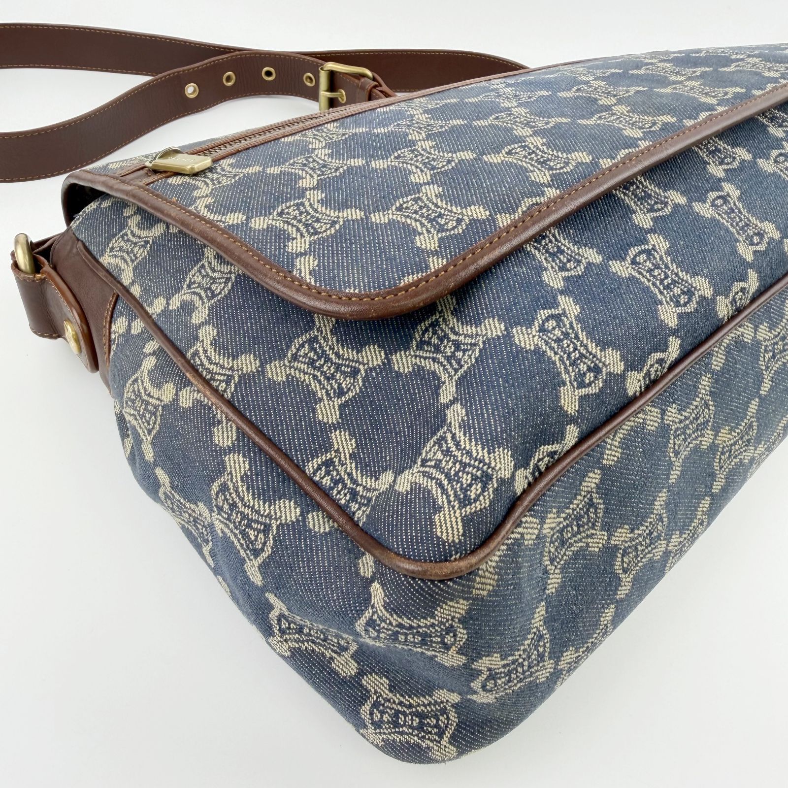 中古】CELINE セリーヌ デニム マカダム柄 ショルダーバッグ ポーチ 