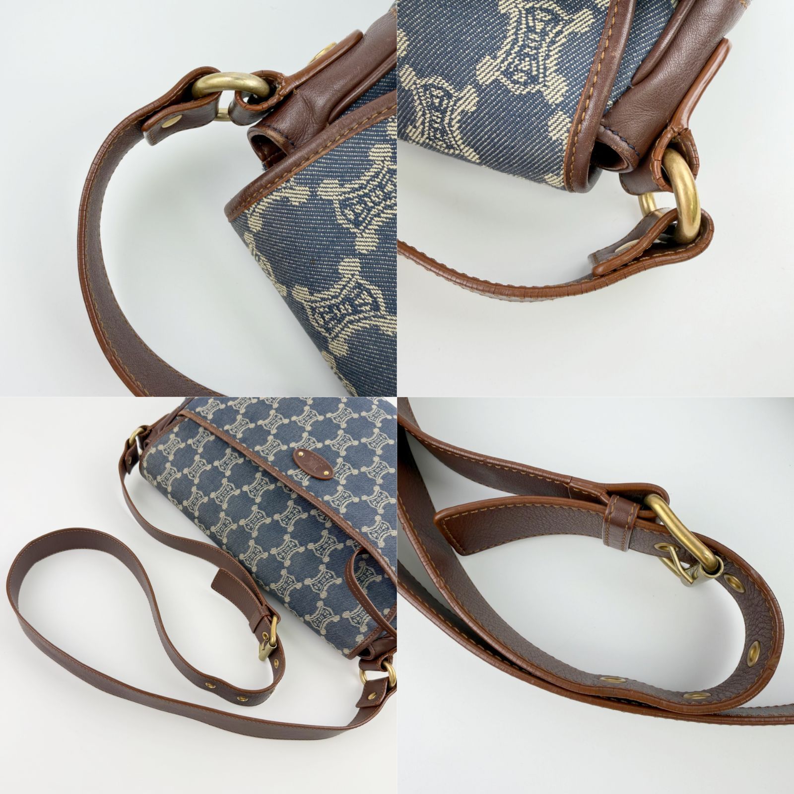 中古】CELINE セリーヌ デニム マカダム柄 ショルダーバッグ ポーチ 