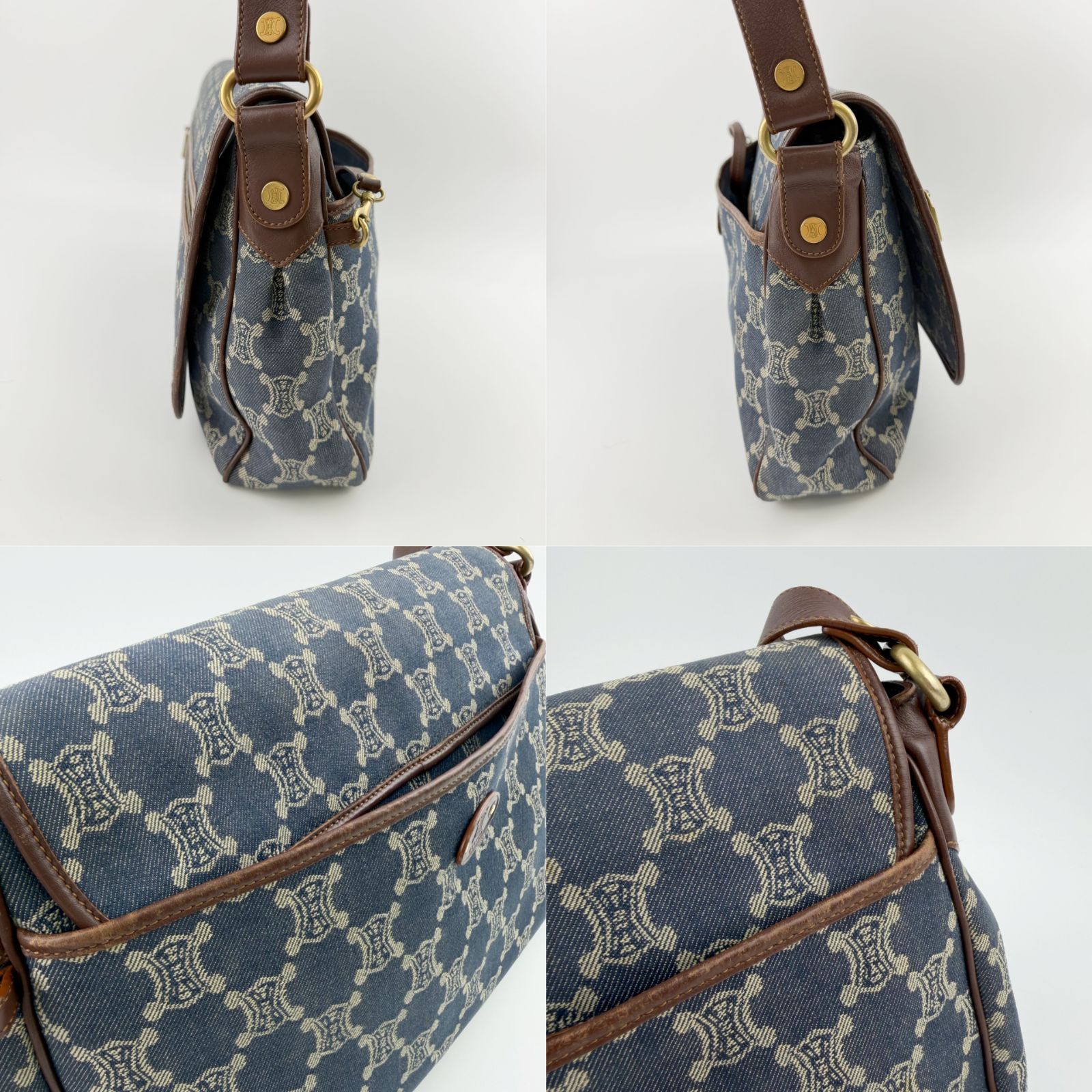 中古】CELINE セリーヌ デニム マカダム柄 ショルダーバッグ ポーチ