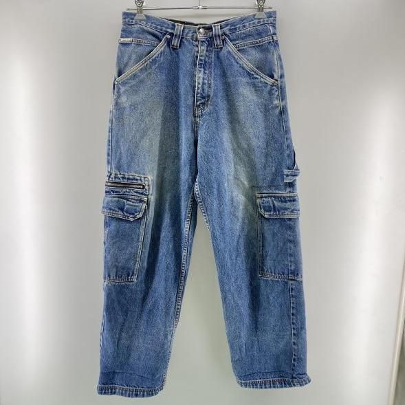 【中古】エクスコ ジーンズ 90s EXCO JEANS バギーデニムカーゴパンツ インディゴ W32 エクスコ ジーンズ[24]