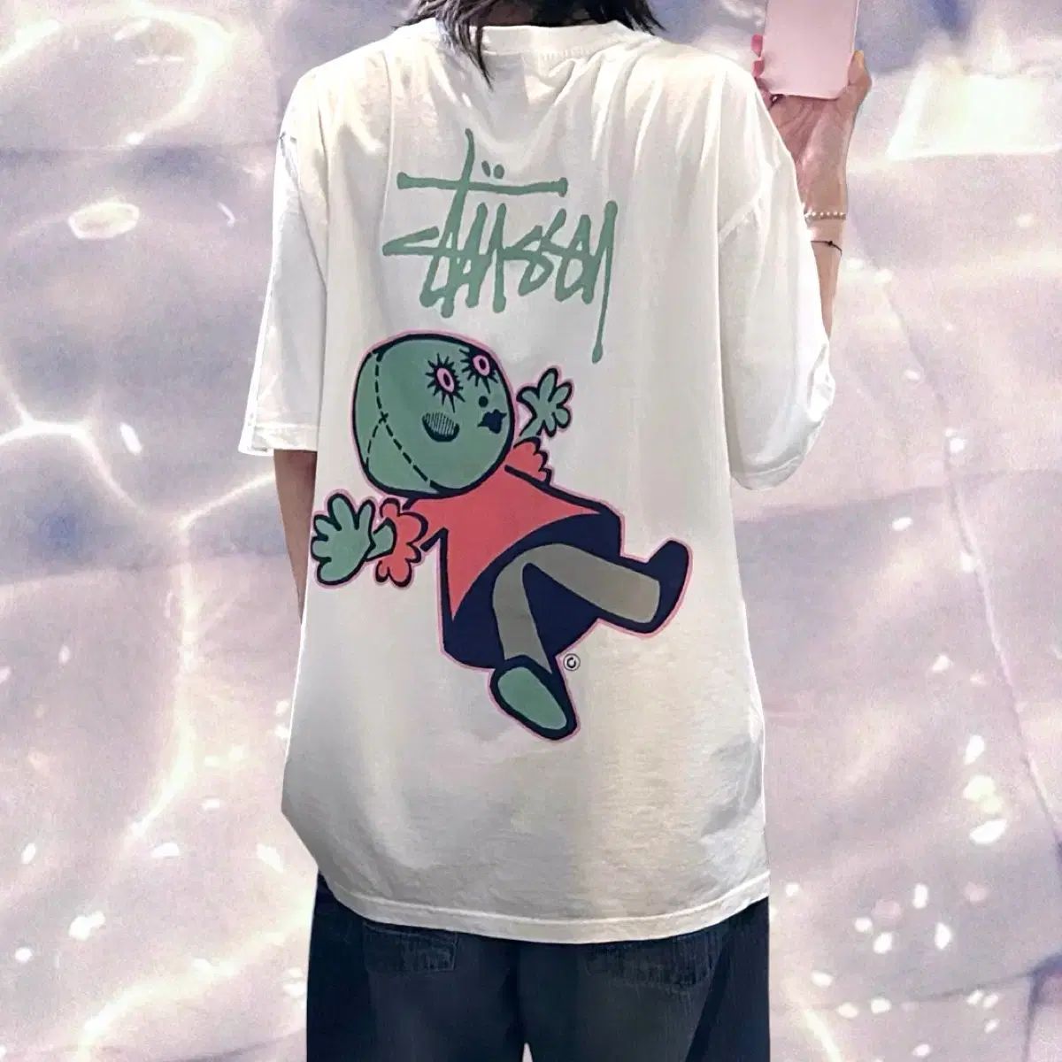 STUSSY ドリー ピグメント ダイド 半袖 Tシャツ ナチュラル アイボリー L