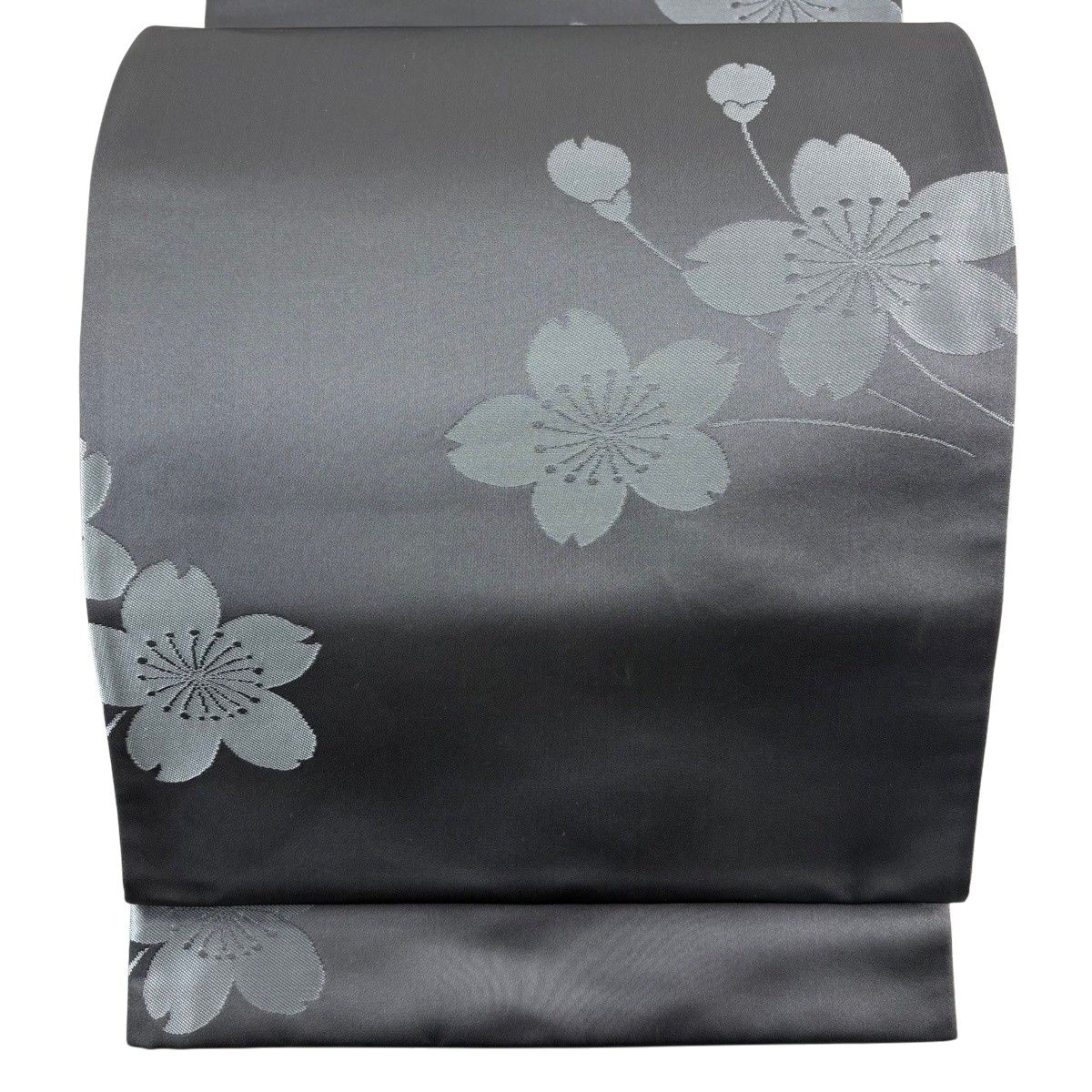 【美品】 袋帯 秀品 桜 黒灰 六通 正絹 【中古】