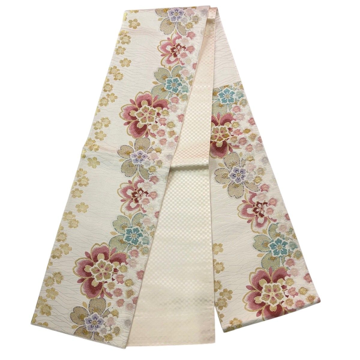 美品】 振袖 身丈165.5cm 裄丈68cm L 袷 袋帯フルセット 破れ色紙 桜