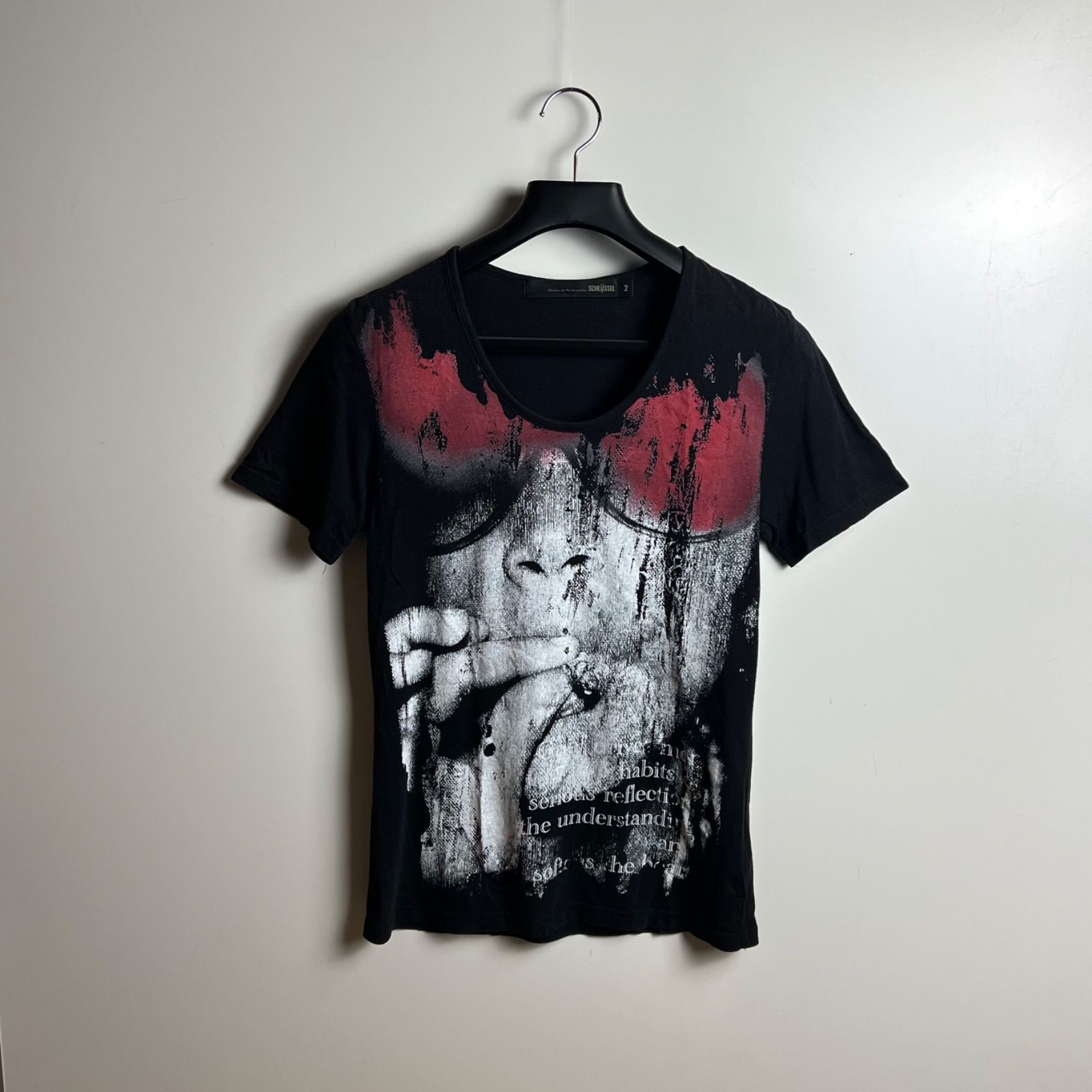 SCHLUSSEL y2k grunge smoking Tee 2 M シュリセル グランジ プリント 