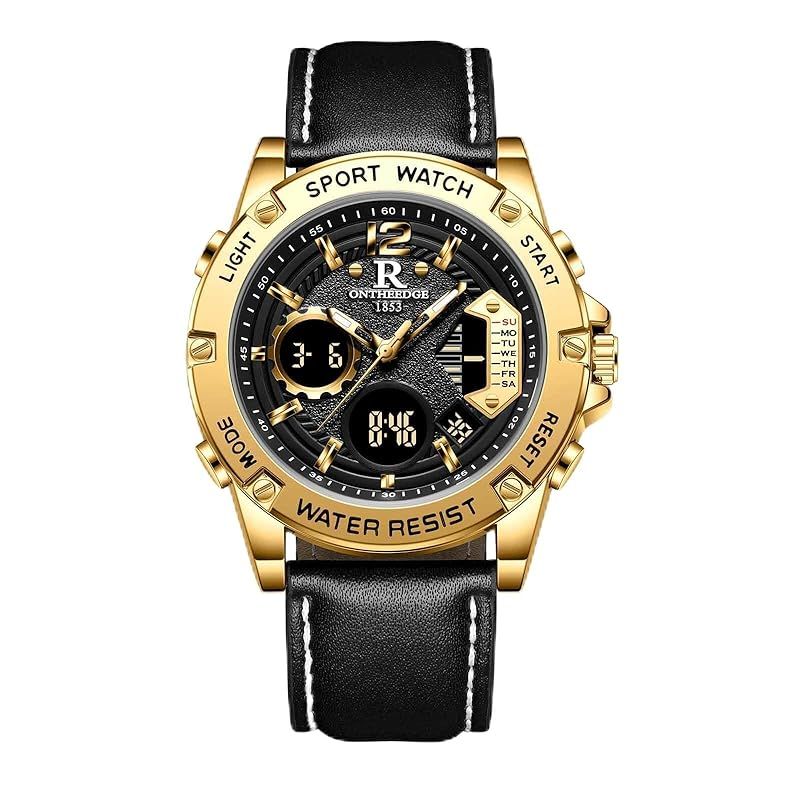 【新品】 腕時計 メンズ watch for men 3 気圧防水 アナログ クオーツ うて時計 本革ベルト 日付表示 デュアルタイム 蓄光 ビジネス おしゃれ ウォッチ 男性 紳士 就活 誕生日プレゼント