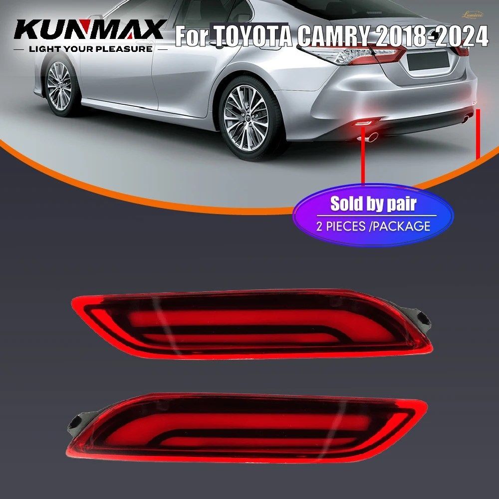 2個入り LED 車用リアバンパーリフレクターライト トヨタ カムリ 2018-2024 リア DRL ライト ストップランプ リアバンパーライトアセンブリ