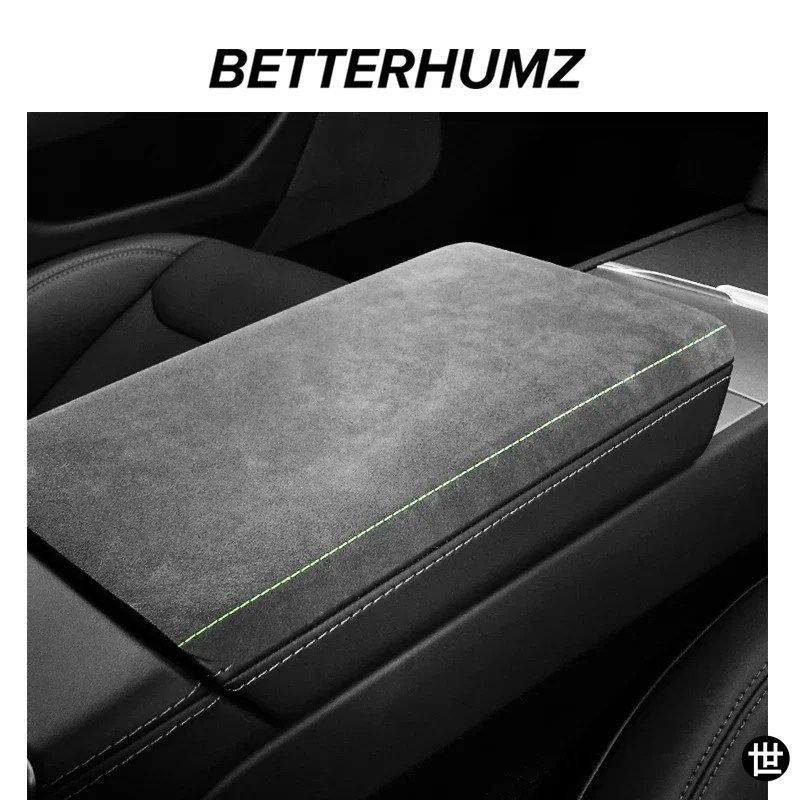 テスラ モデル3 ハイランド 2023 2024用 アルカンターラ製センターコンソールアームレストボックスカバーパッドトリムステッカー 車内アク