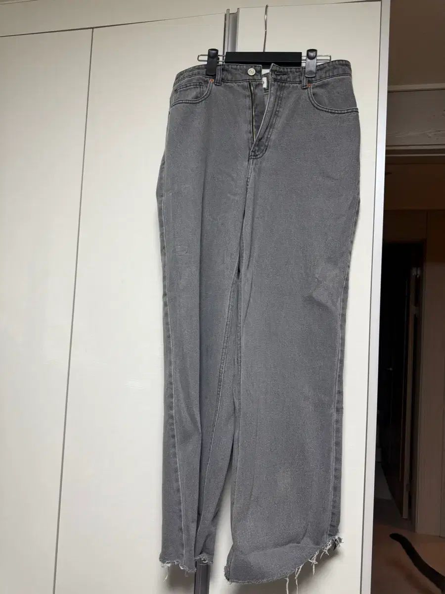 (S) レクト ワイド デニム パンツ グレー