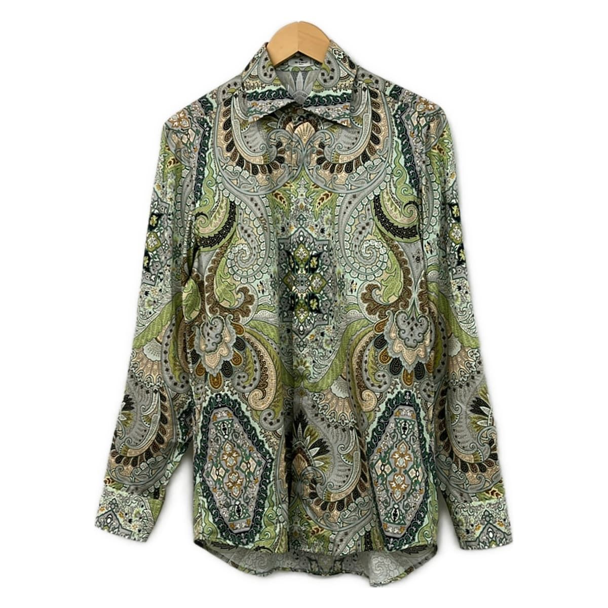 ETRO(エトロ) 長袖シャツ サイズS メンズ - ライトグリーン×カーキ×マルチ ペイズリー柄