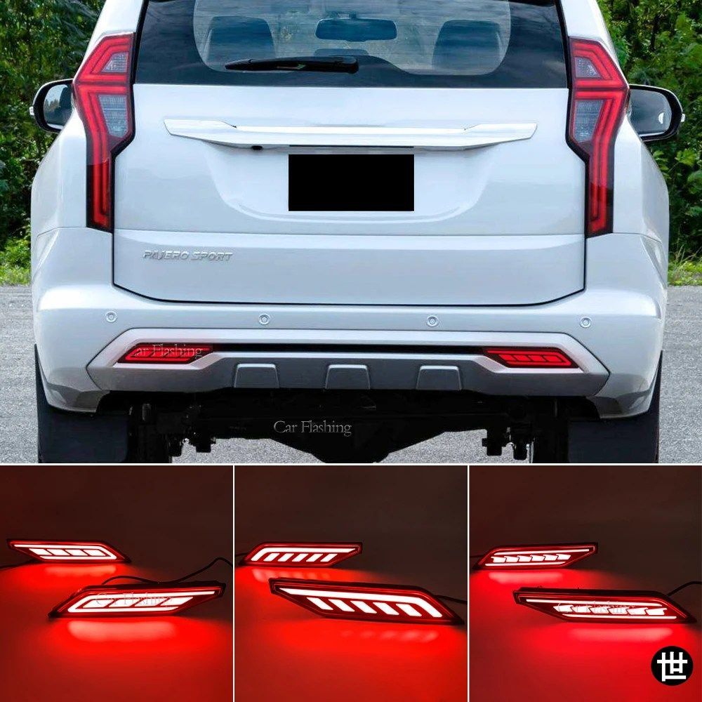 三菱パジェロモンテロスポーツ2019 - 21用LEDリアバンパーリフレクターランプストップ/ブレーキ/フォグランプ/ウィンカーライト